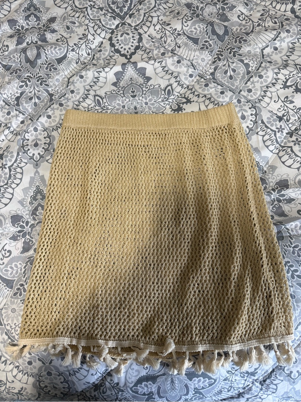 Beige Crochet Cover-Up Skirt